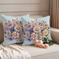 thumbnail image 2 of Blue White Daisy Flowers Pillow Covers 2 Pack Spring Plants Watercolor Green Pillowcase Waterproof Outdoor Throw Pillow Cover for Patio Garden Square Cushion 16”x16”, 2 of 9
