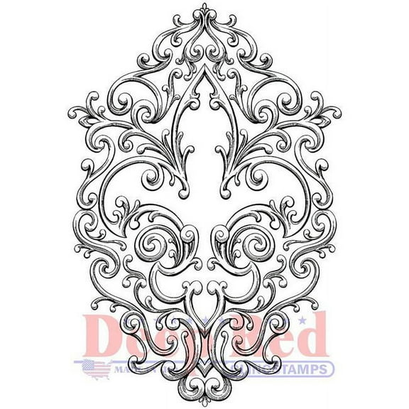 Deep Red Cling Stamp 3"X5"-Iron Fleur De Lis