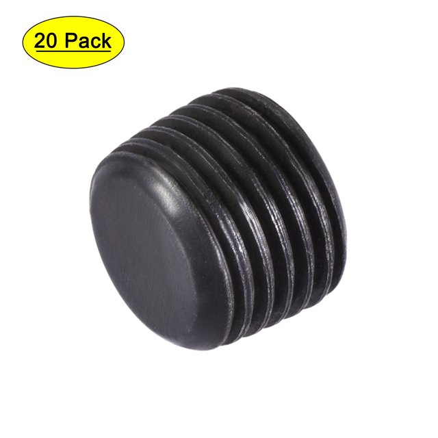 Unique Bargains Carbon Steel Internal Hex Thread Socket Pipe Plug, 1/4PT Male Thread Black Pipe Cap, 20Pcs
