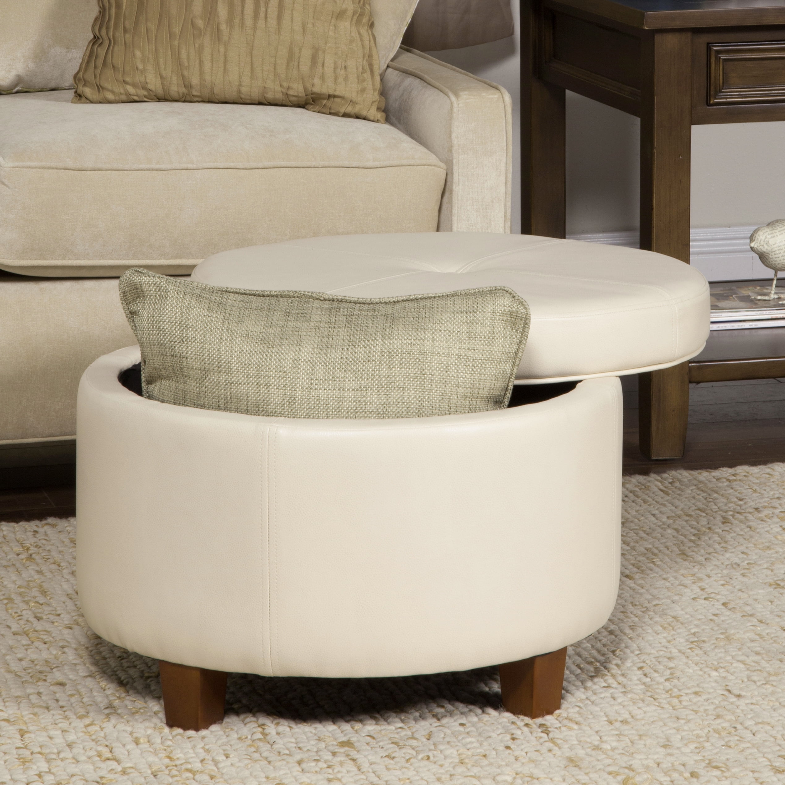 HomePop Large Leatherette Storage Ottoman, Multiple Colors