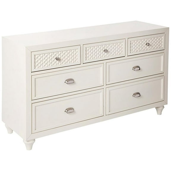 My Home Furnishings Amanda Engineered Hard Wood 7-Drawer Dresser in Creamy White