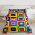 thumbnail image 4 of Manfei Colorful Square Geometric Bedding Comforter Set, Cartoon Rectangle Twin Comforter Sets, Teen Kid Child Reversible Bedding Set, Ultra Soft Home Decor, 2 Pieces, 4 of 8