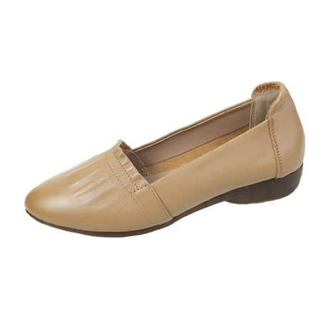 

KI-8jcuD Casual Dress Shoes For Women Ladies Fashion Solid Color Leather Folds Shallow Soft Sole Flat Casual Shoes Summer Walking Sandals For Women Casual Shoes For Women With Arch Support Women S C