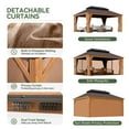 thumbnail image 5 of Aoxun 12x16FT Outdoor Hardtop Gazebo, Galvanized Steel Double Roof Gazebo with Curtains & Net for Patios, Deck, Backyard, Brown, 5 of 9