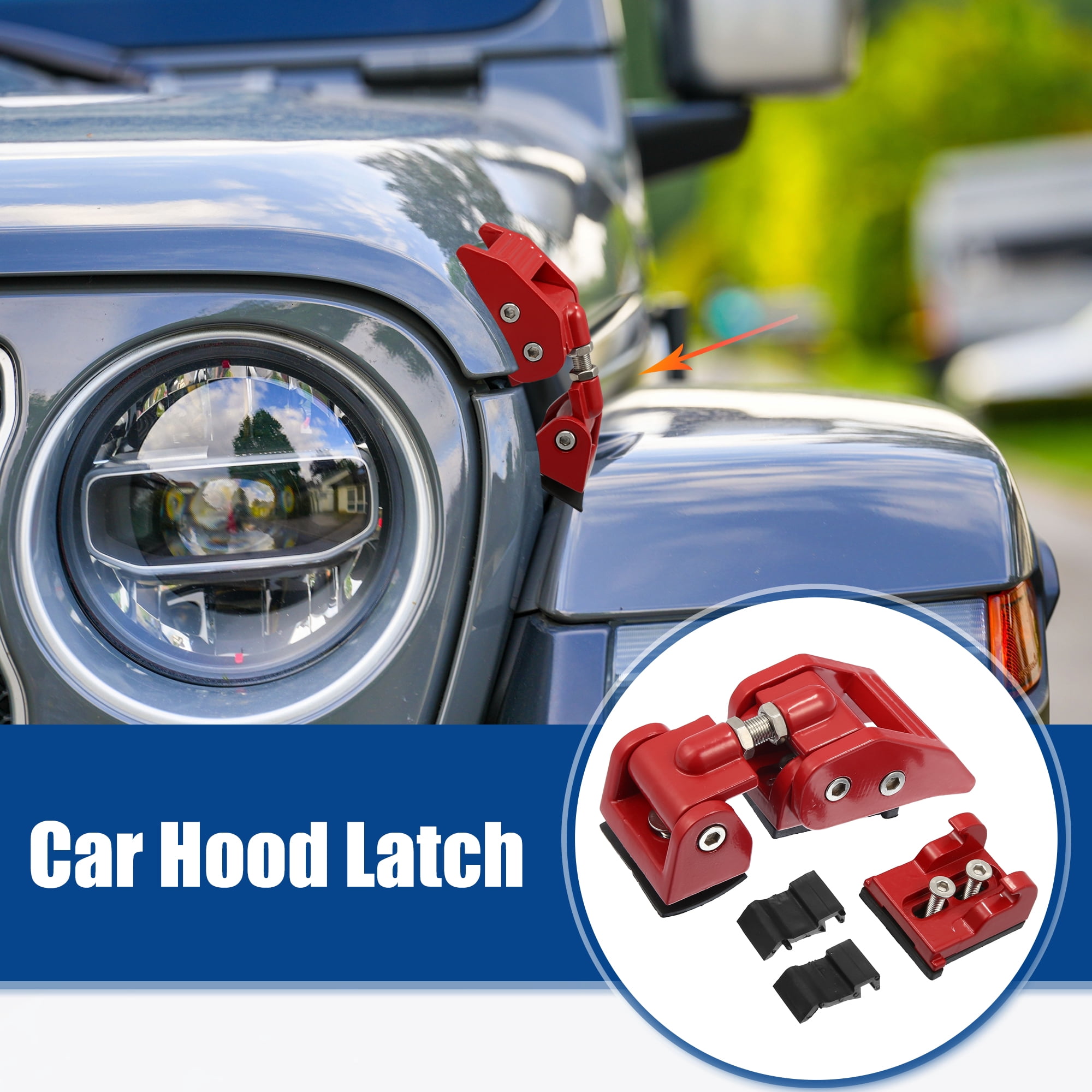 Unique Bargains Front Hood Latches  Catch Locking Fit for Jeep Wrangler JK - Pack of 4 Red