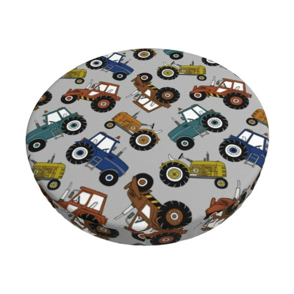 Rateoe Color Tractor Pattern Round Bar Stool Seat Covers,Washable Stool Cushion Slipcover Elastic Bar Chair Covers for 12-14 Inch Chair -12 inch