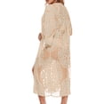 thumbnail image 5 of Swimsuit Coverup for Women Elegant Sheer Lace Short Sleeve Loose Open Front Long Kimono Cardigans Beach Cover Up, 5 of 7