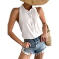thumbnail image 3 of Women'S Satin Sleeveless Blouse Spring Top Casual Office Solid Color Shirt Elegant Feminine Chic White S, 3 of 9