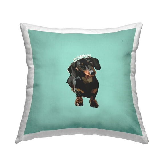 Stupell Industries Royal Dachshund on Turquoise Decorative Printed Throw Pillow Design by Amelia Noyes