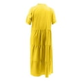 thumbnail image 4 of PEASKJP Dresses Plus Size Womens Fashion Casual Button Down Lapel Dress Dresses Yellow X-Large, 4 of 5