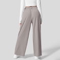 thumbnail image 5 of VBARHMQRT Womens Pants High Waisted Dressy Fashion Casual Solid Color Wide Leg Elastic Pants Work Business Casual High Waisted Dress Pants Flowy Trousers Office Pants, 5 of 7