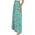 thumbnail image 3 of Pantalones Anchos de Pierna para Mujer, Pantalones Palazzo Florales Fluidos para Mujer, Pantalones Casuales de Verano de Cintura Alta. Impresión Verde S, 3 of 8