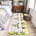 thumbnail image 5 of Lemon Gnomes 2'x6' Runner Rug, Summer Botanical Fruit Wooden Grain Plaid Washable Non-Slip Area Rugs for Hallway Kitchen Floor Bedroom Entryway, StainResistant Laundry Carpet Decoration Indoor Mat, 5 of 9
