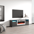 thumbnail image 4 of Duke 01 WH-EF Fireplace TV Stand for TVs up to 70", Modern High Gloss 63" Entertainment Center, Electric Fireplace TV Media Console with Storage Cabinets and LED Lights, 4 of 7