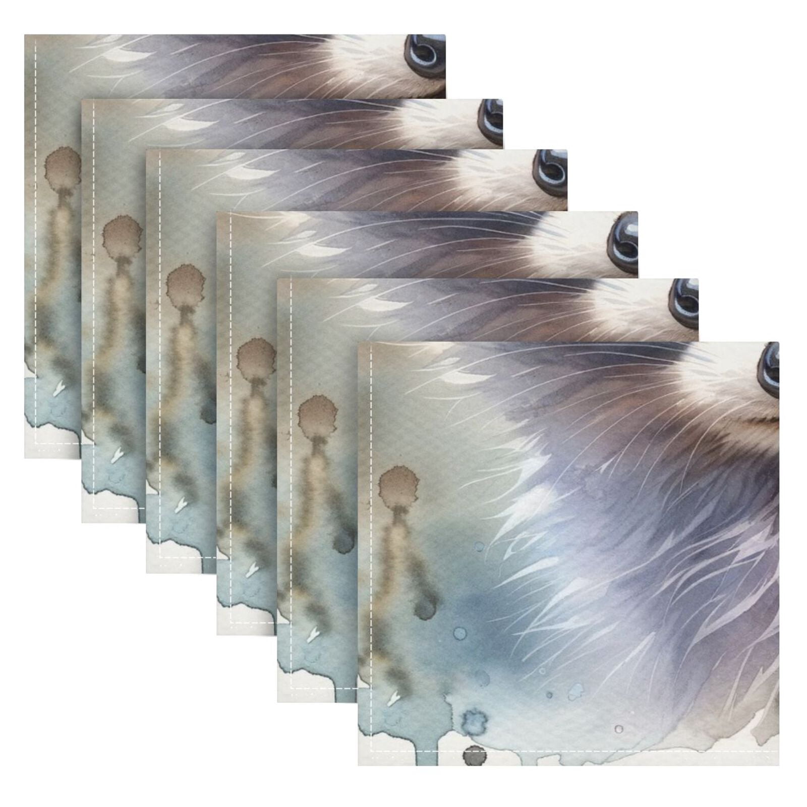 JSTEL Cute Raccoon Watercolor Cloth Napkins Set of 6, 20x20 Inch Washable and Reusable Napkin for Decoupage Dinner Party Everyday Use