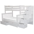 Bedz King Kids Storage Wood Stairway Bunk Beds Twin over Full with 4