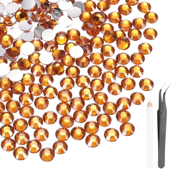 Uxcell 2000 Pcs Flatback Crystal Rhinestones, Resin Crystal Gems with Tweezer Dotting Pen Non Hotfix for Bedazzling Tumblers Mugs Bottles Nail DIY Crafts(SS16 4mm, Orange)