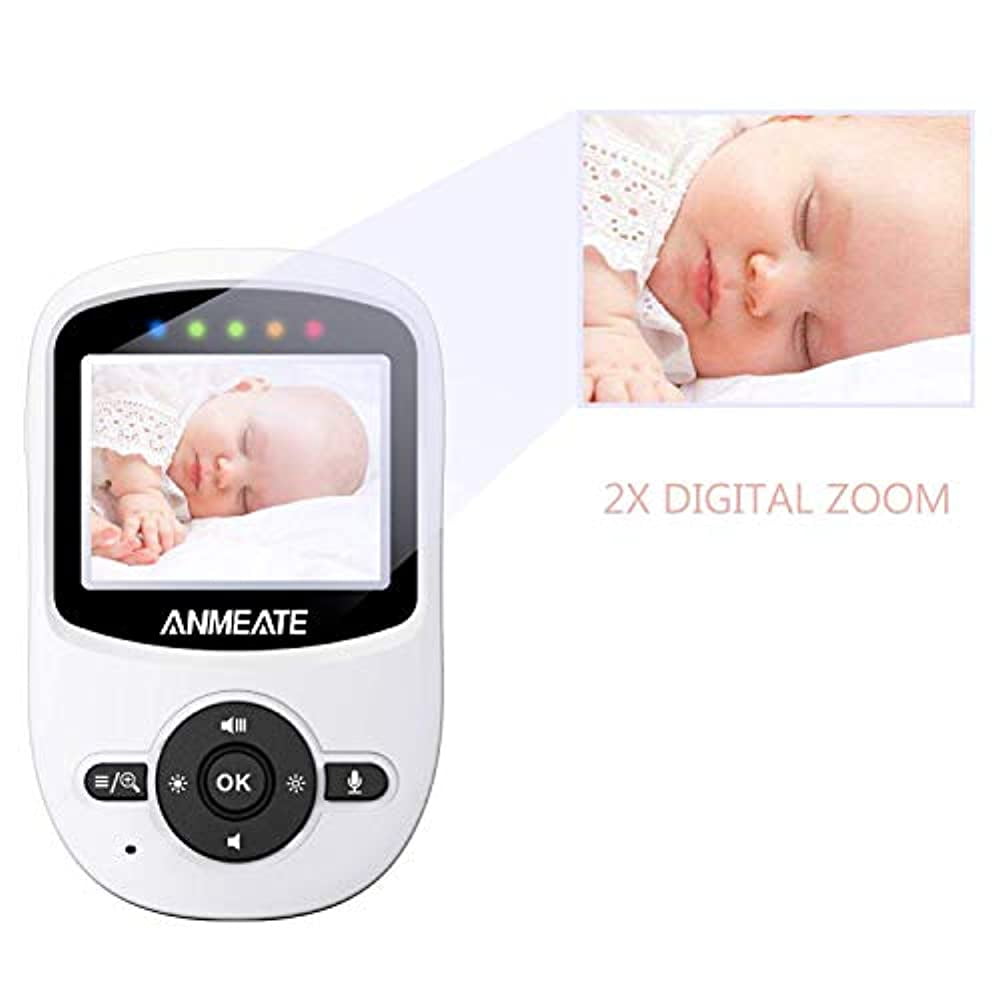 Video Baby Monitor with Digital Camera, ANMEATE Digital 2.4Ghz Wireless  Video Monitor with Temperature Monitor, 960ft Transmission Range, 2-Way Talk,  Night Vision, High Capacity Battery (White)