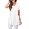 thumbnail image 2 of ALLLIST V Neck Tops for Women Holiday White T-Shirts Casual Short Sleeve Solid Tunic for Women, 2 of 6