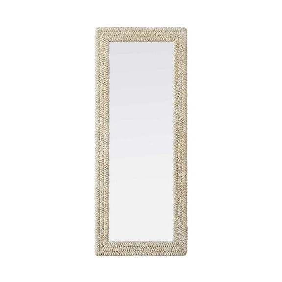 Elegant D?cor Rectangle Cornhusk Mirror 24x60 in Linen White