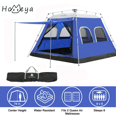 Homeya Camping Tents 5-6 Persons/People/Man Instant Cabin Tent with [6 Screen Windows],Waterproof Hydraulic Automatic Quick Easy Setup Sunshade Canopy for Travelling