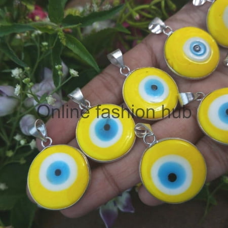 Evil Eye Gemstone 925 Sterling Silver Plated Handmade Pendant 5 pcs