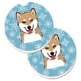 thumbnail image 1 of Snowflake Shiba Inu Set of 2 Cup Holder Car Coaster, 1 of 1