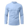 thumbnail image 5 of Kizanda Men Half Button Work Shirt with Chest Pockets Pullover Lightweight Stand Collar Work Comfy Office Shirt Long Sleeve Fall Winter Business Casual Top for Men XL, 5 of 9
