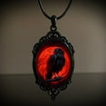thumbnail image 4 of Necvior Lace Oval Charm Necklace Gothic Raven Jewelry Raven Choker Necklace Protections, 4 of 6