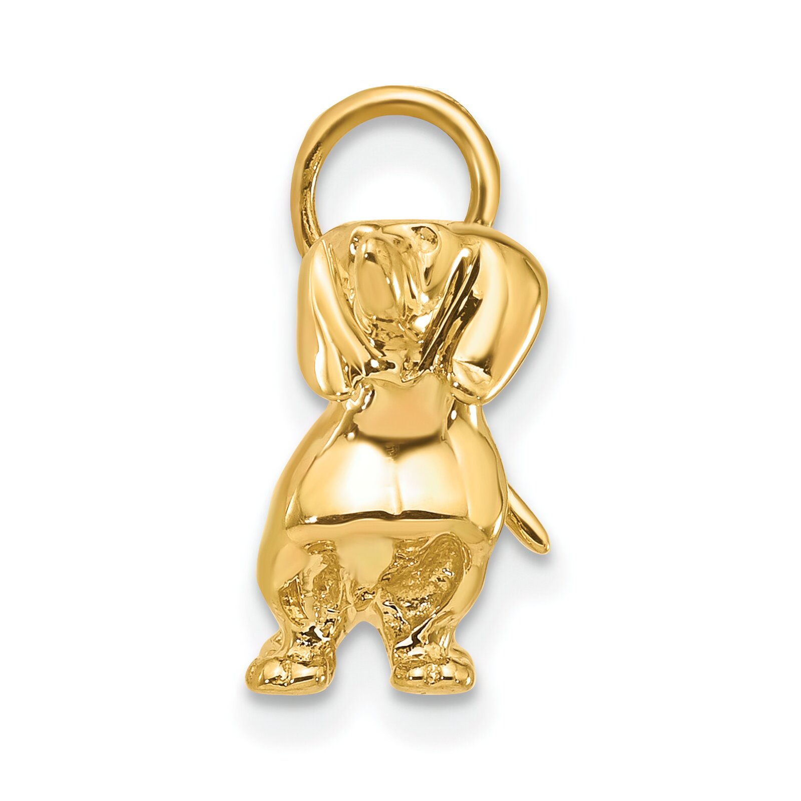 14K Yellow Gold 3D Dachshund Weiner Dog Charm Jewelry