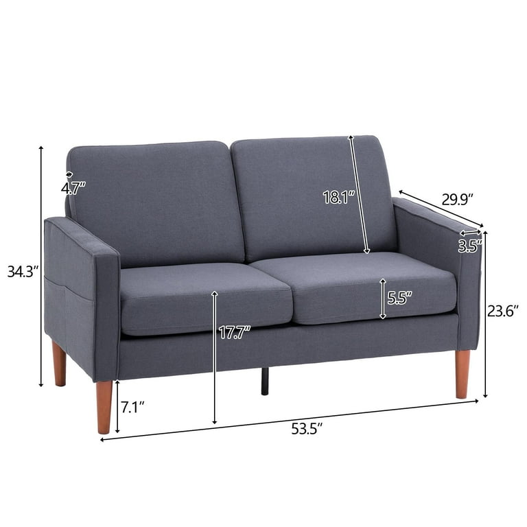 Zimtown 52'' Fabric Square Arm Loveseat, 2-Seat Love Seat Sofa