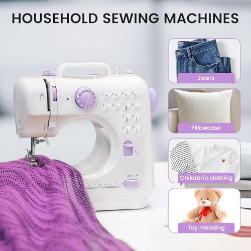 Sewing Machine for Beginners with 12 Built-in Stitches,Mini Sewing Machine with Foot Pedal,High-Low Speeds,Portable and Sewing Enthusiasts (505)