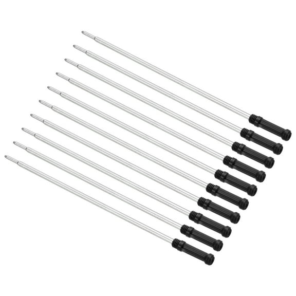 Uxcell 1mm Pen Ink Refills, 10 Pcs Ballpoint Refill Medium Point Compatible Replacement for Pen, Writing, Office, Black