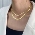 thumbnail image 3 of Silvora Layered Chain Necklaces for Women 14K Gold Plated Elegant Herringbone Choker Necklace Stainless Steel Flat Snake Chain Jewelry Gifts for Sister Granddaughter Birthday Mother's Day, 3 of 7