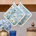 thumbnail image 2 of Blue Daisy Flower Pot Holders for Kitchen Heatproof Potholder, 3 Pack White Farmhouse Floral Spring Hot Pads Multipurpose Oven Pads Cloth Potholders Trivet for Cooking Baking, 2 of 8