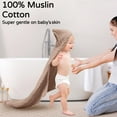thumbnail image 5 of Yoofoss Hooded Baby Towels for Newborn 1 Pack 100% Muslin Organic Cotton Baby Bath Towel with Hood for Babies, Infant, Toddler and Kids, 32x32Inch, Soft and Absorbent Newborn Essential Coffee, 5 of 8
