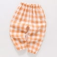 thumbnail image 2 of Tisuna Pants For Toddler Boys Plaid Print Elastic Waist Straight Leg Trousers Casual Loose Spring Autumn Kids Pants Orange Size 18-24 Months, 2 of 3