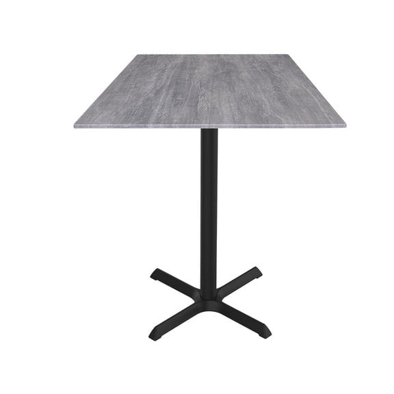Indoor/Outdoor 36" Tall OD211 Black Table Base with 30" x 30" foot and 32" x 32" Square Indoor/Outdoor Greystone Top by the Holland Bar Stool Co.