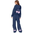 thumbnail image 2 of Cherry Hoodie and Sweatpants Set for Women Cherry Hoodie Set for Women Women's 2 Piece Outfits Cherry Trim Print Hoodie Sweatsuit Sets Oversized Sweatshirt Wide Leg Sweatpants With Pockets, Navy-XXL, 2 of 6