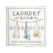 Stupell Industries Laundry Room Hanging Towels Typography Painting Unframed Art Print Wall Art, 12 x 12