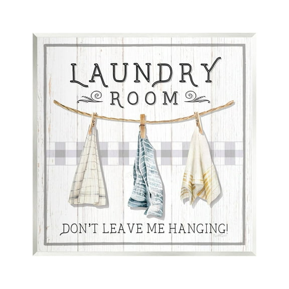 Stupell Industries Laundry Room Hanging Towels Typography Painting Unframed Art Print Wall Art, 12 x 12