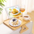 thumbnail image 1 of Kssiaz Couch Arm Tray  Bamboo Sofa Tray Table for Couch  Sofa Armrest Tray Table  -Slip Armrest Organizer  Foldable Couch Cup Holder for Snacks  Phone  Control  Cups  Natural, 1 of 9