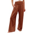 thumbnail image 6 of Lovskoo Wide Leg Pants for Women Cotton and Linen Solid Color Summer Loose Pants High Waist Straight Leg Pants Casual Pants Coffee, 6 of 9