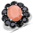 thumbnail image 1 of 7.88 Carat Genuine Peach Moonstone and Black Spinel .925 Sterling Silver Ring QJ Model, 1 of 3