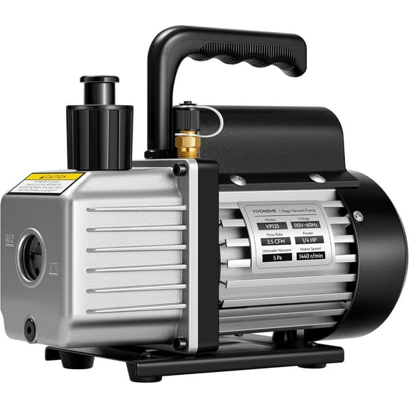 SPECSTAR 3.5 CFM 1/4 HP 110V Single Stage HVAC Vacuum Pump for R134a R12 R22 R502 R410a Systems, Auto AC Vacuum Pump for Air Conditioner Servicing Resin Degassing with Oil Bottle