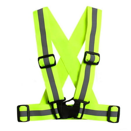 Unisex Adjustable Reflective Vest High Visibility Safety Straps for Jogging Cycling Walking Running Color:Fluorescent