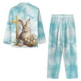 thumbnail image 3 of DISNIMO Rabbit Cross Printed Women's 2 Piece Lounge Sets Soft V Neck Pajama Set with Pockets Long Sleeve Sleepwear with Matching Pajama Pants Casual Oversized Nightwear, 2XL, 3 of 7