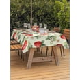 thumbnail image 3 of Outdoor Tablecloth with Umbrella Hole for Patio/Picnic/Party/Camping, Red Strawberry Waterproof Table Cloth Rectangle Table Cover Washable, Summer Fruits Farmhouse Leaves Flower Pastoral (52"x 70"), 3 of 8