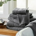 thumbnail image 3 of Market & Place 100% Cotton Waffle Weave 6-Piece Bath Towel Set, Dark Grey, 3 of 6