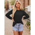 thumbnail image 2 of SANOPY Long Sleeve Eyelet Tops for Womens Crew Neck Fall Shirts Casual Loose Blouses 2025 Trendy Clothes, 2 of 6